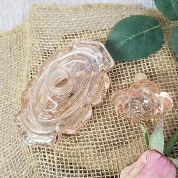 Vintage Pink Glass Perfume Bottle With Rose Stopper - Picture 7 of 16